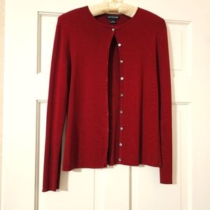 Ann Taylor Burgandy Silk Cardigan Sz Small